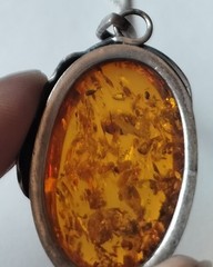 Vintage Large Baltic Amber Antiqued Sterling Silver Large Pendant, Substantial