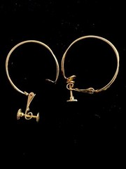 Vintage Large Signed NAPIER Goldtone Ribbed Wide Hooped Screwback Earrings