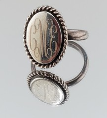VTG 925 Monogram CME CEM Signet Ring Sz 4.75 Sterling Silver 5g Engraved Oval