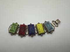 Antique Colored Tile Chain Boho Bracelet 6.5” X 4.5cm JB21