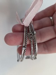 Juicy Couture PAVE ICON Bangle Bracelets Rhinestones Silver Tone Heart Crown