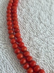 Antique Genuine Natural 100% Undyed Red Mediterranean Coral Beads Necklace