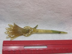 Vintage Art Deco Brooch Pin Plastic with Rhinestones 5″ long