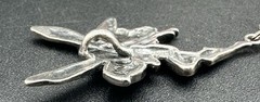 Vintage Sterling Silver Fairy Pixie Pendant Mythical Winged Woman Crystal