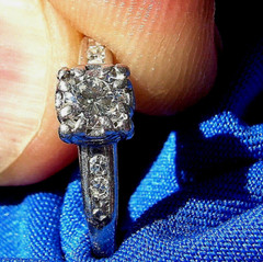 Original EARTH MINED DIAMOND Deco Engagement Ring Vintage PLATINUM Solitaire S 5