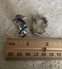 Vintage Silver Tone Blue Clip On Earrings Jewelry JMS-20