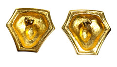 Avon Lion Shield Earrings Heraldic Symbol Black & Gold Post Back Pierced Ears