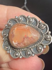 Mexican Fire Opal Ring S 7.75 Natural Red Flash Cantera Opal 925 Sterling Silver