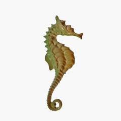 Vintage Seahorse Pin Brooch Green Orange Enamel Nautical Tropical Jewelry