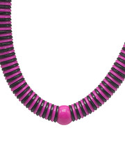 Purple Black Large Disc Beaded Necklace Spring Ring Closure Vintage