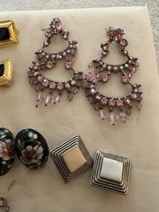 Vintage Fashion Earrings Mixed Lot Multicolor Glass Plastic Metal 10 Pairs