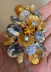 Vintage Juliana Periwinkle Blue AB Rhinestone Brooch Goldtone D&E Book Piece 3″