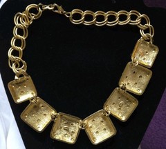 VTG Signed CRAFT Leopard Print Citrine Rhinestone Necklace & Earrings Set