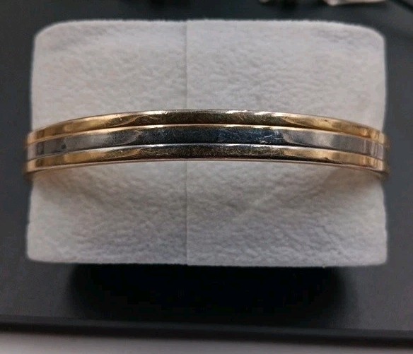 Silver And Gold 24K Electro Plated Bracelet Vintage Retro Electroplated Cuff