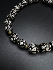 Vintage Black Patterned Glass Bead Necklace | Artisan Glass Necklace