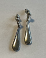 Vintage 925 Sterling Silver Earrings Elegant Teardrop Dangle Drop 1.25″ D384