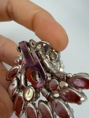 Vintage Earrings Clip On Blue Flower Rhinestone Climber PJ