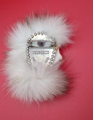 Vintage Signed Han Shin Real Fur Pin Brooch Retro Art Deco Lady Profile Large