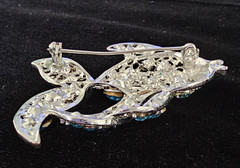 Lot of 3 Black Enamel Blue Rhinestone Fish Whale Brooch Nautical Sea Life Beach