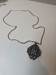 1969 Terra Sancta Guild Pendant A Jerusalem Cross Design Necklace Gold Tone