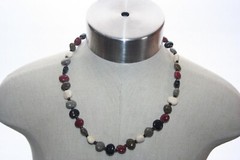 Matinee Length Necklace Polished Multicolored Semi-Precious Stone Copper Spacers