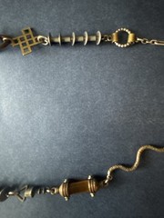 VINTAGE THOMAS MANN TECHNO ROMANTIC NECKLACE MIXED METALS SIGNED STEAMPUNK RARE