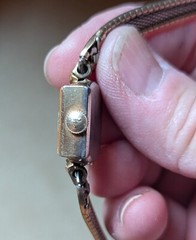 Vintage Wyler yellow gold plated circle in square watch choker with vintage band