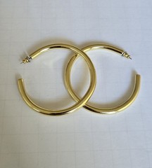 Vintage 80’s NOS Gold Tone High Quality Large Hoops Pierced Earrings Brand New