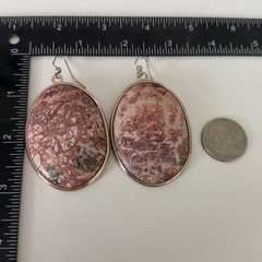 Ladies Leopard Skin Jasper Big Chunky Stone Huge Oval Dangle Statement Earrings