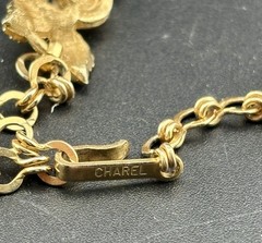 Vintage Charel Faux Pearl & Gold Tone Leaf Necklace/Choker- 15.5 In