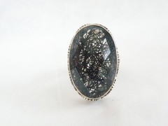 Heavy Sterling Silver 925 Rutilated Quartz Chunky Statement Ring Size 7
