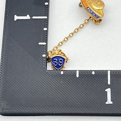 1939 New York World’s Fair Souvenir Pin Trylon Perisphere Gold Tone Blue Enamel