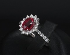 Fine 1.31ct AIGS GIA Pigeon Blood Ruby 0.46ct Diamond Platinum Ring Size 7