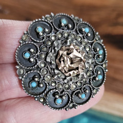 Vintage Brooch Marcasite 800 Silver Made In Greece