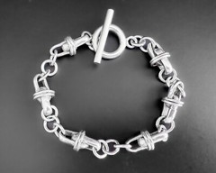 30g Sterling Silver Vtg Chunky Heavy Unusual Bar Link Modernist Bracelet