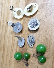 Vintage 70s 80s Clip On & Screw Back Earrings Lot of 4 Acrylic Lucite Bold