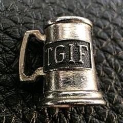 Vintage Sterling Silver Beer Stein Charm TGIF Thank God its Friday Mug Pendant