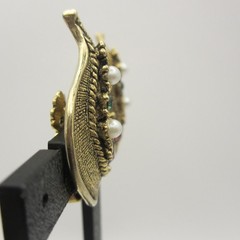 Vtg Climber Earrings Suffragette Colors Rhinestone Textured Gold Tone Clip Ons