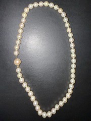 JKa Kohle Sterling Silver Pearl Necklace 18″ 925 JKa Köhle Silk Knotted