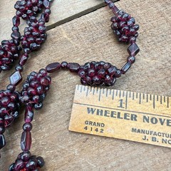 Vintage Garnet Grape Cluster Beaded Necklace 18″ Hang Continuous No Clasp
