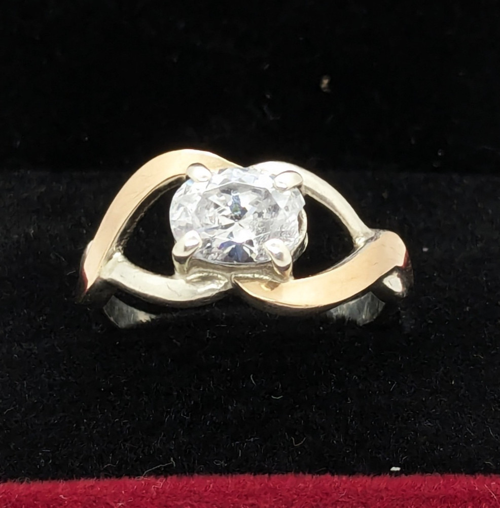 Vintage Luxury RING Silver 925 with Gold Inlay 375 -size: 7.5US (17.5mm)| UA #21