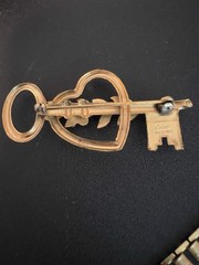 VTG NWT CORO BOOKCHAIN LOCK & KEY BELT + 2 KEY BROOCHES, 1 STERLING BOOK PIECE!