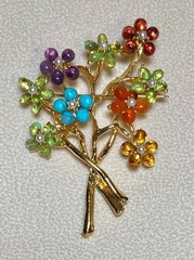 AUTHENTIC SWOBODA SET OF NECKLACE, BROOCH, EARRINGS – PERIDOT, MULTI-STONE!