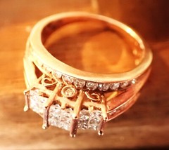 Antique⌛10K Rose Gold Princess Round & Baguette Diamond Ring💍Size 6 3/4💍1 CTTW