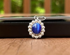 NOT AVAILABLE ! 925 Hazy Blue Dainty Sterling Silver Vintage Pendant