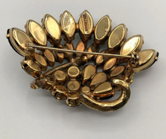 Gorgeous HOLLYCRAFT Peacock Blue AB, Green Rhinestone Iridescent Cab Brooch