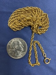 Vintage 1/20 14K Gold Filled Rope Chain Necklace 37-1/2” Long Flapper Opera 9g