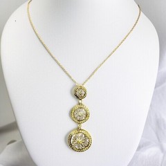 Sterling Silver Gold Overlay Peridot Stone Flower Pendant Necklace