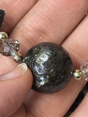 Vintage Gemstone & Acrylic Station Silver Tone Necklace 34” Pull Over