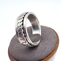 Interlocking Rope Design Spinner Band VTG Sterling Silver 925 Ring Size 12.5